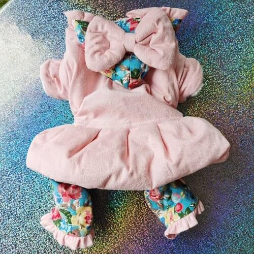 Winter Warm Overalls for Dogs Floral Onesie Snowsuit for Small Large Dogs Thicken Jumpsuit for Shi Tzu Chihuahua Yorkshire