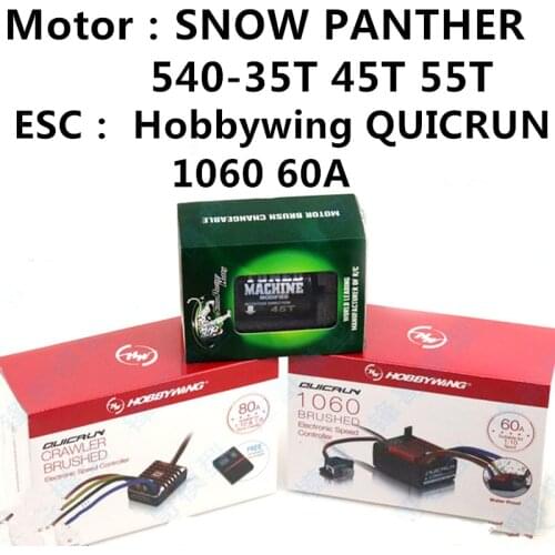 Original Hobbywing QUICRUN 1060 60A ESC and SNOW PANTHER 540 Motor 35T 45T 55T ESC Motor combination for 1/10 1/8 Crawler Scale