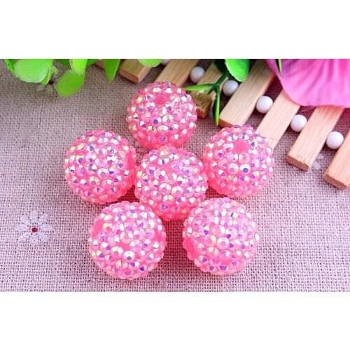 Kwoi vita Jelly Light Hotpink AB AAA Quality 20mm Chunky 100pcs/lot Resin Rhinestone Ball beads for Kids Girl Jewelry