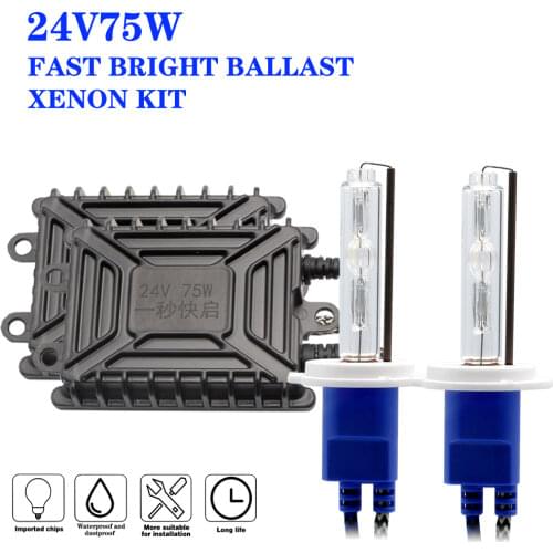 24V 75W Truck Headlight HID xenon kit H4 bi-xenon H1 H3 H7 H11 H27 880 HB3 HB4 4300K 6000K 8000K Super Bright Van Boat Lamp bulb