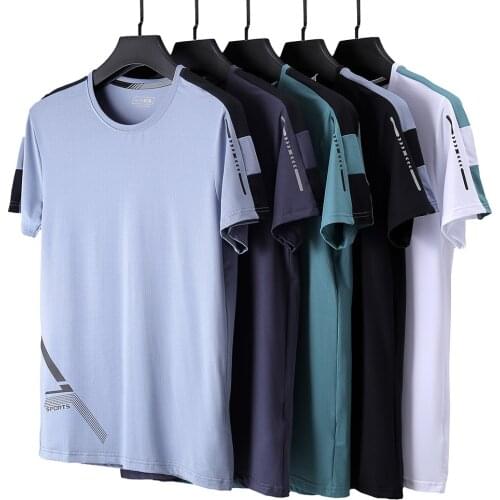 Summer Breathable Running Shirts Men Tops T-Shirts Quick Dry Short Sleeve Gym Fitness T Shirt Outdoor Sports Football Shirt 2021