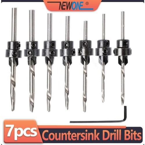 7pcs Countersunk head bit set Countersunk drill bits for woodworking with reamer depth adjustable screw hole cutters wood screw