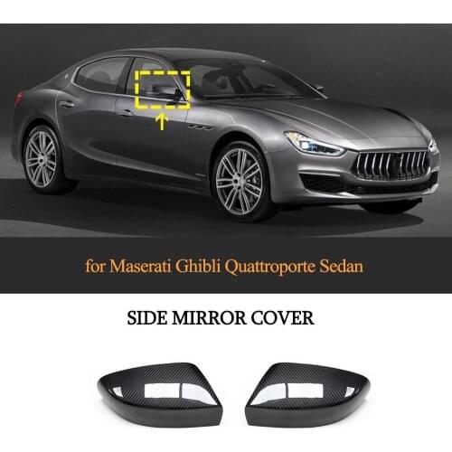 Real Carbon Car Rearview Mirror Covers Caps for Maserati Ghibli Quattroporte 2017-2019 Add On Mirror Covers Caps Dry Carbon