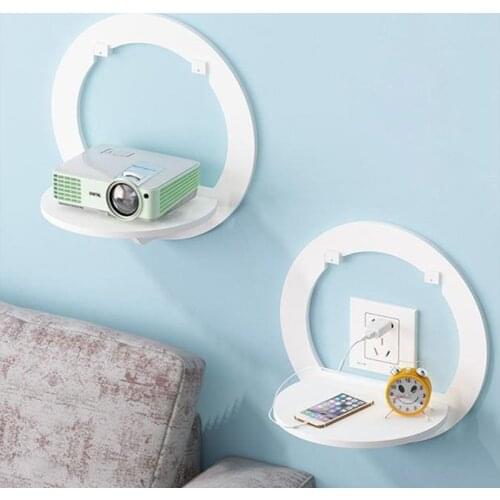 Punch Free Bedside Wall Mounted Shelf Flower Pot Holder Display Stand Round Square Storage Rack Hanging Organizer for Home Decor