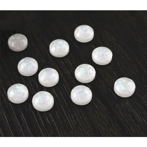 New Fashion 8mm 10mm 40pcs/Lot White Color Built-in metal foil Flat back Resin Cabochons Cameo