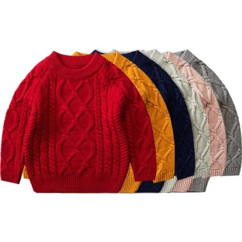 Boys' and Girls O-neck Long Sleeve Knitted Solid Color Winter Pullover Sweaters Classical Casual Fashion Thick Knitted Sweaters