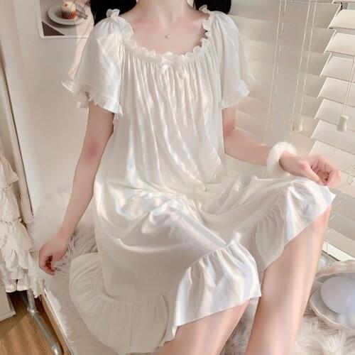 Womens Japanese Style Pajamas Sweet Princess Style Summer New Ruffled Loose Night Dress Fairy Homewear sweet lolita dress