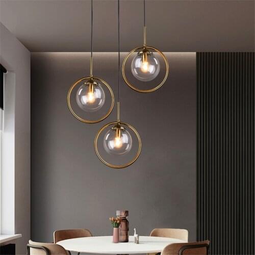 Thrisdar Modern Minimalist Pendant Lights Nordic Glass Ball Pendant Lamps Living Room Bedroom Ceiling Decoration Hanging Lights