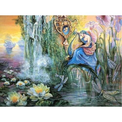Full Square/Round Diamond Embroidery Cartoon fairy picture 5D DIY Diamond Painting Lotus and dragonfly Diamond Mosaic almaznaya
