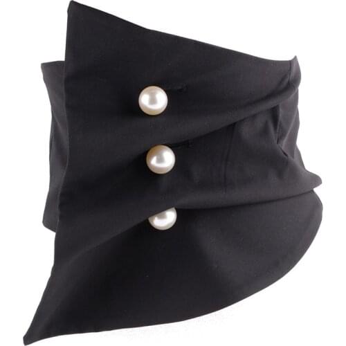 European Irregular Wide Corset Strap Pearl buttons Elastic Waist Belt For Women Suit Jacket Waistband