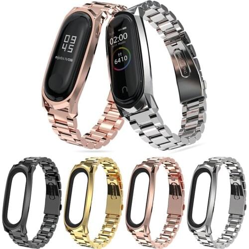 Stainless Steel Wrist Strap For Xiaomi Mi Band 5/4/3 Wristwatch Bands Men Women Classic Steel Watchband With Frame For Mi Band 5