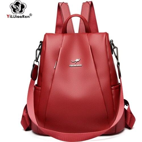 Antitheft Backpack Women Shoulder Bag High Quality Leather Backpacks Luxury Ladies Travel Back Pack Large Capacity School Bags