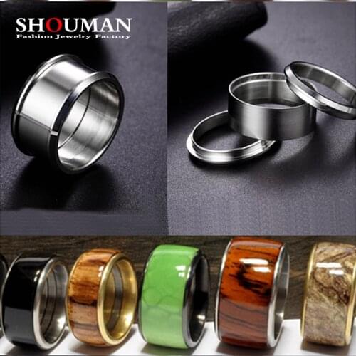 SHOUMAN 316L Stainless Steel Blank DIY 3 Part/Set Handmade Creative Wedding Band Rings for Men Women Engagement Jewelry