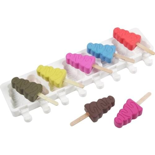 Silicone Ice Cream Mold DIY christmas tree Popsicle Moulds Freezer 8 Cell Christmas Ice Cube Tray Popsicle Barrel Makers Baking