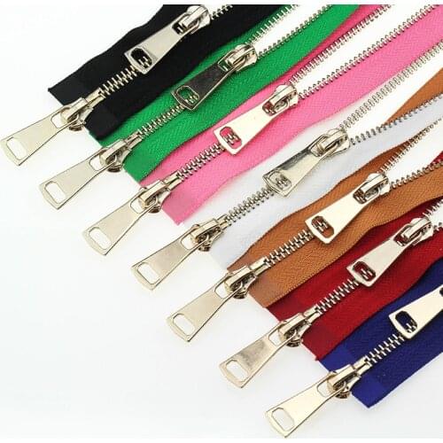 5# double sliders 60/70/80/90/100/120/150cm auto lock metal rose gold zipper