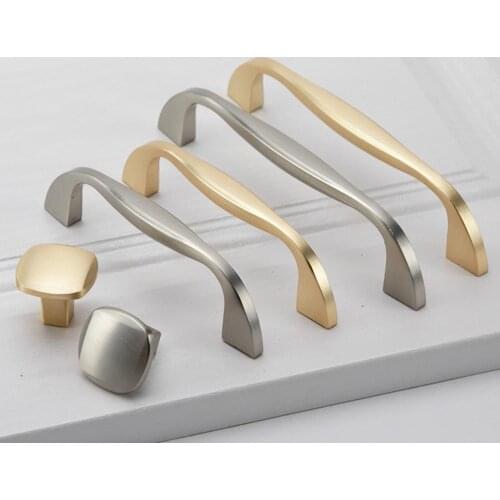 Modern minimalist door gold handle wardrobe cupboard drawer Nordic single hole cabinet handle gold brushed handle