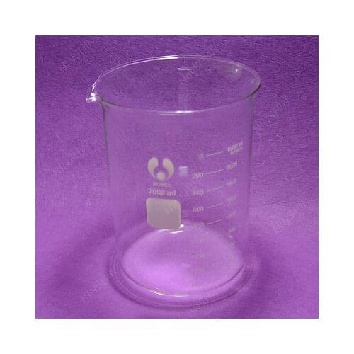 2000mL Glass Beaker,2L Low Form,with Spout Mouth,Borosilicate Glassware