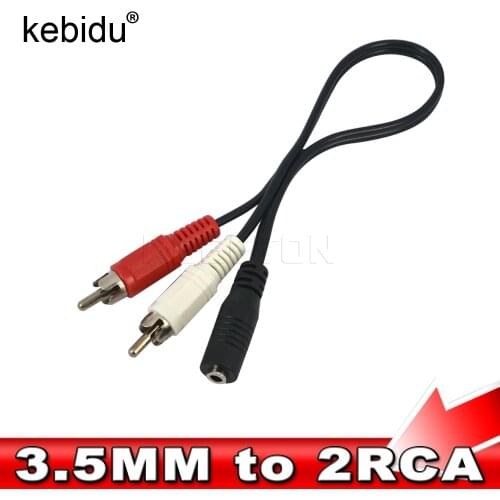 Universal 3.5mm Stereo Audio Female Jack to 2 RCA Male Socket to Headphone Adapter Cable
