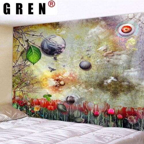 GREN Tapestry Planet Wall Rugs Wall Hanging Covering Fabric Mural Background Cloth Towel Beach Fabric Blanket Living Home Decor