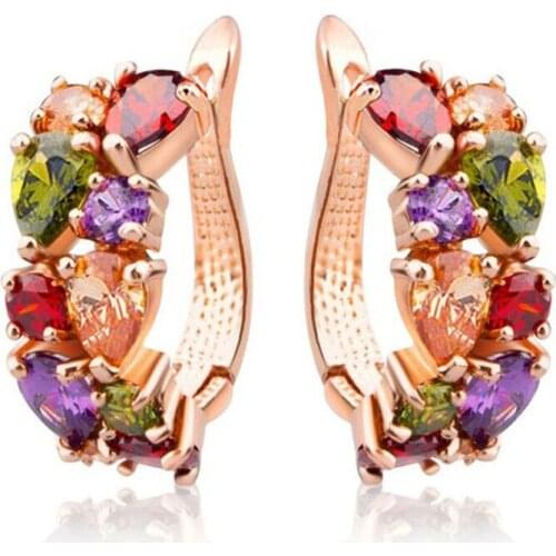 YJGS Hot Selling Top Quality Colorful Zircon Hoop Earrings For Women Exquisite Fashion Trend Earring Holiday Gifts Daily Jewelry