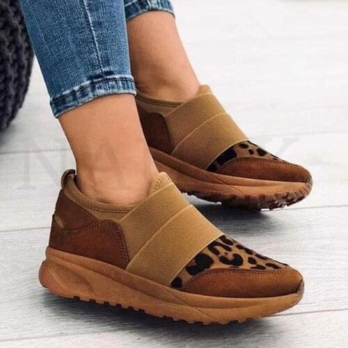 Brand Sneakers Women Breathable Shoes New Design 2021 Casual Platform Wedge Fashion Sneaker With Leopard Flat Shoes