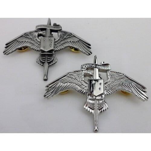 US MARINE RAIDERS BADGE INSIGNIA USMC MARSOC WINGS BADGE PIN SILVERY 2PCS