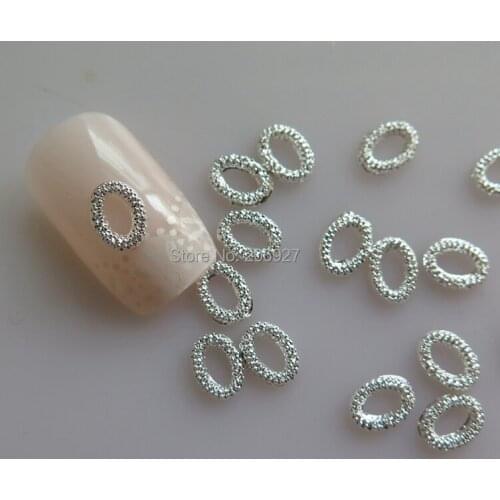 MD-776 10pcs Fancy 6*8mm Silver Oval Deco Metal Charms Metal Deco Charms Nail Art