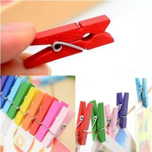 50 Pcs/lot Mini Wooden Craft Pegs Clothes Paper Photo Hanging Spring Clips Clothespins For Message Cards Random Color