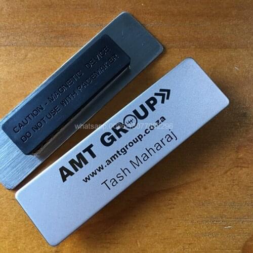 30pcs 70X20mm name tag name badge holder laser staff reusable logo badge holder with metal stainless steel plate, nothing back