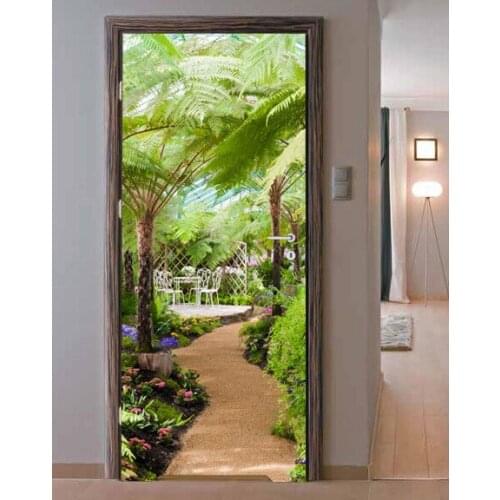 3D Door Sticker Garden Corner Wall Sticker DIY Door Cover Kitchen Home Decoration Accessories Modern 3d Wall Stickers