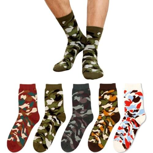 5 Colors New Autumn Winter Socks For Men Happy Socks Classic Jungle Style Graffiti Camouflage Women Socks Calcetines Hombre