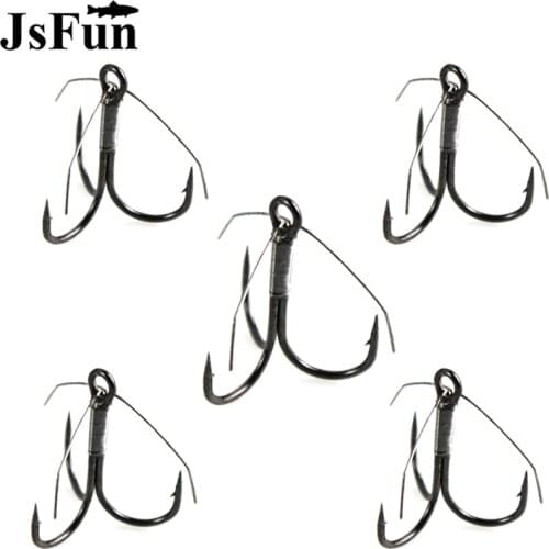 5Pcs/Box Fishing Hook High Carbon Steel Treble Hooks with Box Fishing Tackle Tools Fish Hook For Saltwater Bass DG14