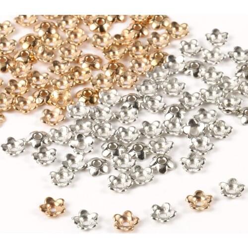 500pcs 6x2mm Gold Silver Color Flower End Caps CCB Spacer Beads Hollow Torus Loose Beads For Jewelry Making Findings Accessories