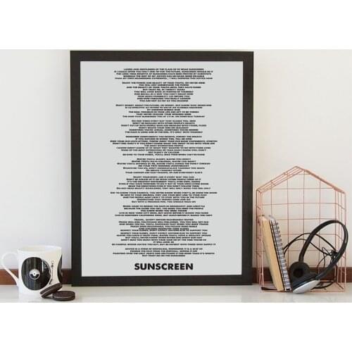 Baz Luhrmann Wear Sunscreen Quote Minimalist Art Canvas Poster Painting Lyric Art Typography Music Wall Picture Print Home Decor