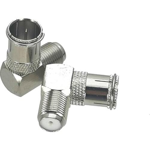 1pce Quick Slide-on Push-on F TV Male Plug to F TV Female Jack in Series Right Angle RF Adapter Connector