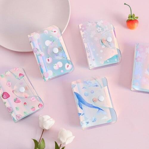 Credit Card Holder Wallet Women Lady Girl PVC Laser Flower Strawberry Travel Passport Business ID Card Coin Money Purse Pouch