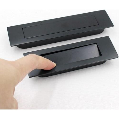 European Cabinet Hidden Black Handles Zinc Alloy Invisible Handle Circle Drawer Knobs Wardrobe Pulls Furniture Hardware