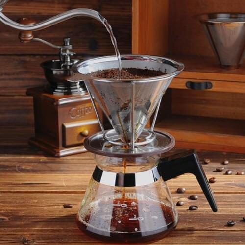 Stainless Steel Coffee Filters Dripper Drip Coffee Baskets Reusable Coffeeware Coffee Filter Holder Kitchen Accessories Hot Sale