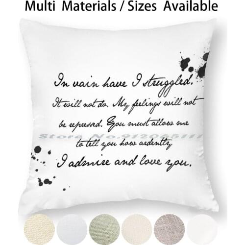 Mr Darcy Proposal Quote-Pride And Prejudice By Jane Austen Pillow Case Throw Pillow Cover Cotton Linen Flax Elizabeth Bennet Mr
