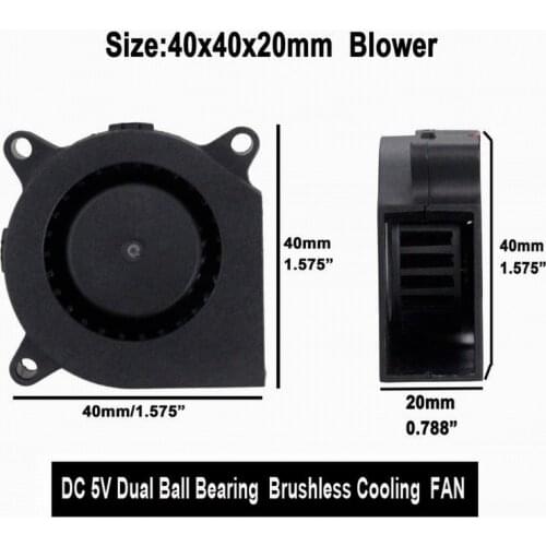 Gdstime 5 pcs DC 5V 0.2A 2Pin 4cm 40mm x 20mm Small Cooling Blower Fan Turbo Cooler 40x20mm 4020