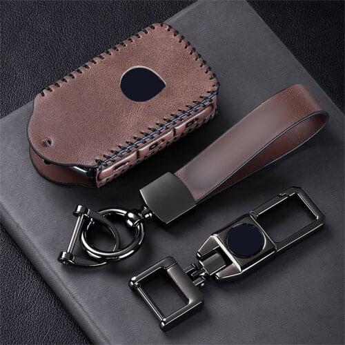 Top Layer Leather Car Remote Key Case Cover For Volvo XC40 XC60 S90 XC90 V90 2017 2018 T5 T6 2015 2016 T8 Keychain Car Styling