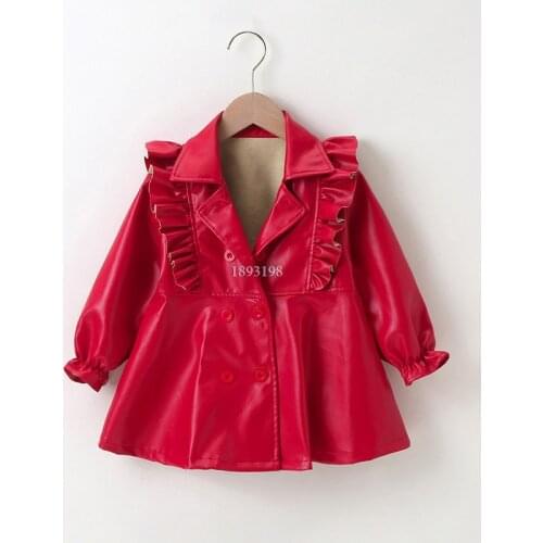 New Girls Spring Autumn Fashion Leather retro Jacket Mid-length Children Korean Casual PU Leather Jacket