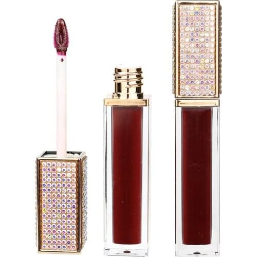 Square Tube with Diamond Moisturizing Lip Gloss Private Label Makeup Lip Glaze Wholesale