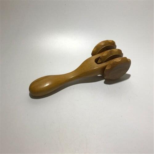 Rosewood Fragrant Wood 3 Wheel Massage Roller Spa Gift Anti Cellulite Creative Handle Massage Characteristic Crafts Muscle Relax