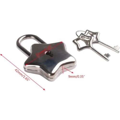 Metal Star Shape Padlock with Key Closure Security Lock for Diary Purse Handbag