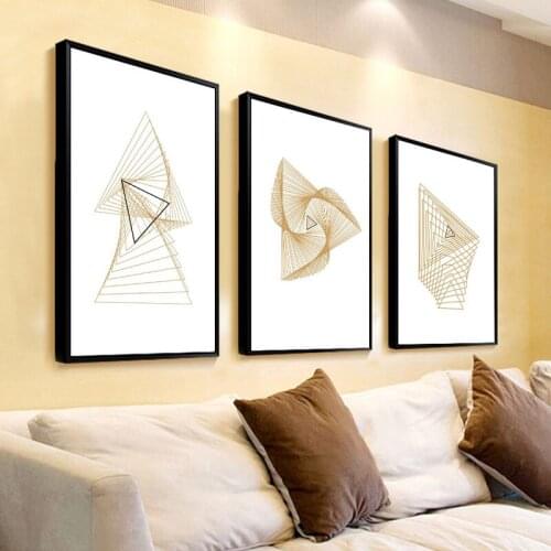 Minimalist Golden Line Repeating Loop Combination Pattern Wall Art Poster Canvas Painting Abstract Print Home Decoration Pictuer