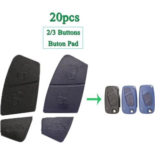 Bilchave 20pcs 2/3 Buttons Silicone Rubber Car Key Button Pad For Fiat Punto Panda Replacement Red Flip Remote Auto Key Pads