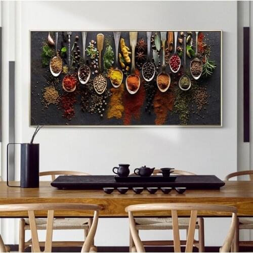Herbs and Spices Wall Art Posters And Prints Kitchen Theme Decorative Canvas Pictures Still Life Art Paintings For Kitchen Room