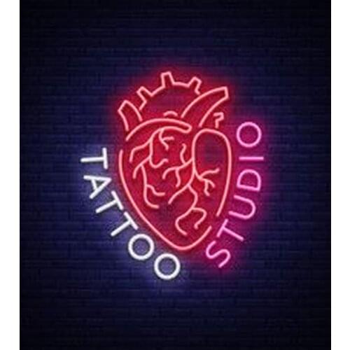 Neon Sign For tattoo studio with heart Commercial Lamp studio advise resterant light decorate Hotel store Impact Attract light