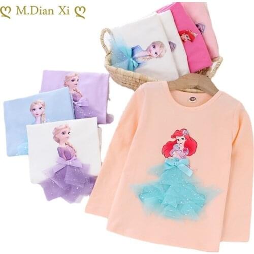 2021 Spring New Autumn Girl Long-sleeved T-shirt Thin Girl Baby Tops Children Cartoon Princess Singlet Fashion Clothes